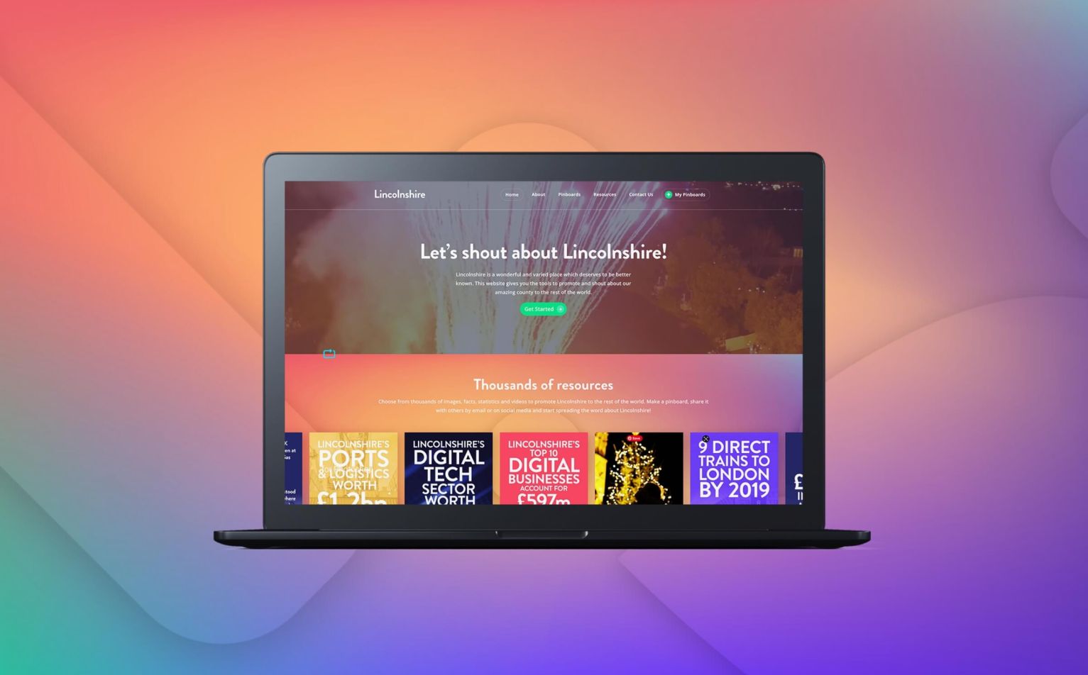 Laptop showing the Promote Lincolnshire website